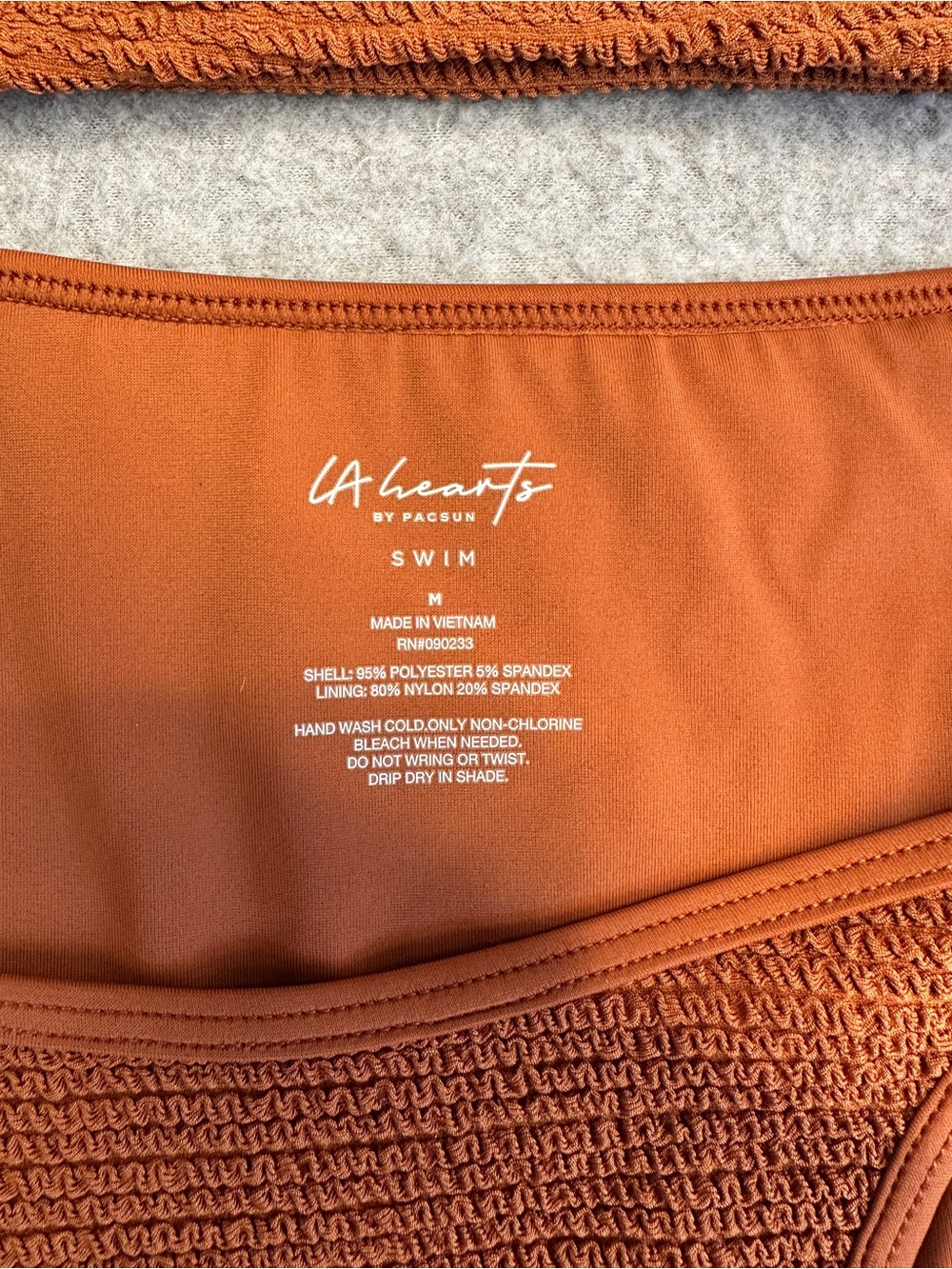 PacSun Textured Rust Scoop Bikini Top & High-Leg Bottom - Brown - Picture 3 of 6